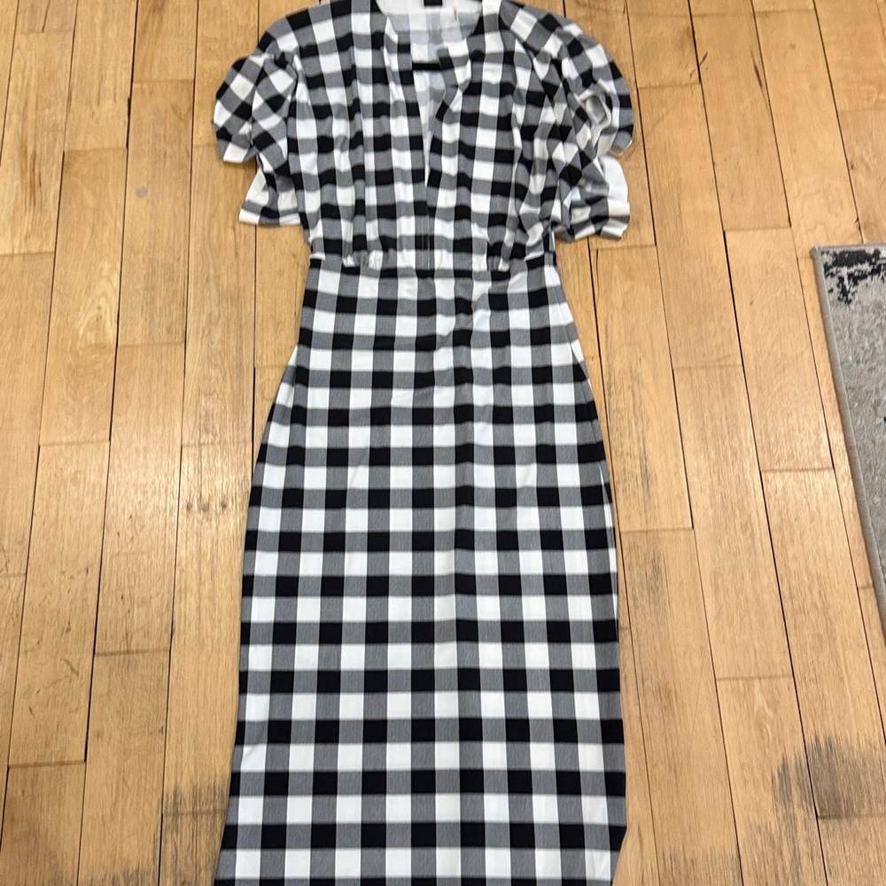 Norma Kamali Obie Gingham Maxi XS - Picture 4 of 16